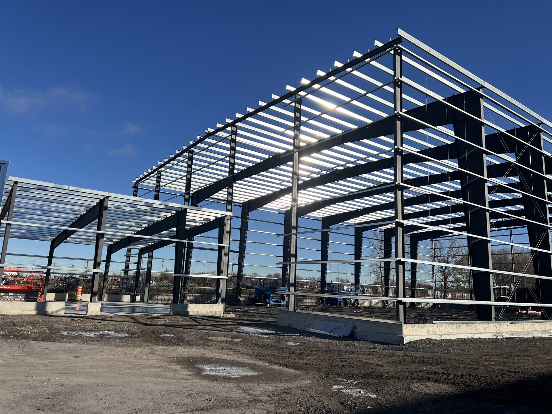 Steel frame structure under construction in Canada